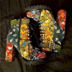 Jeffrey Campbell Lilith Floral Lace Up Boots